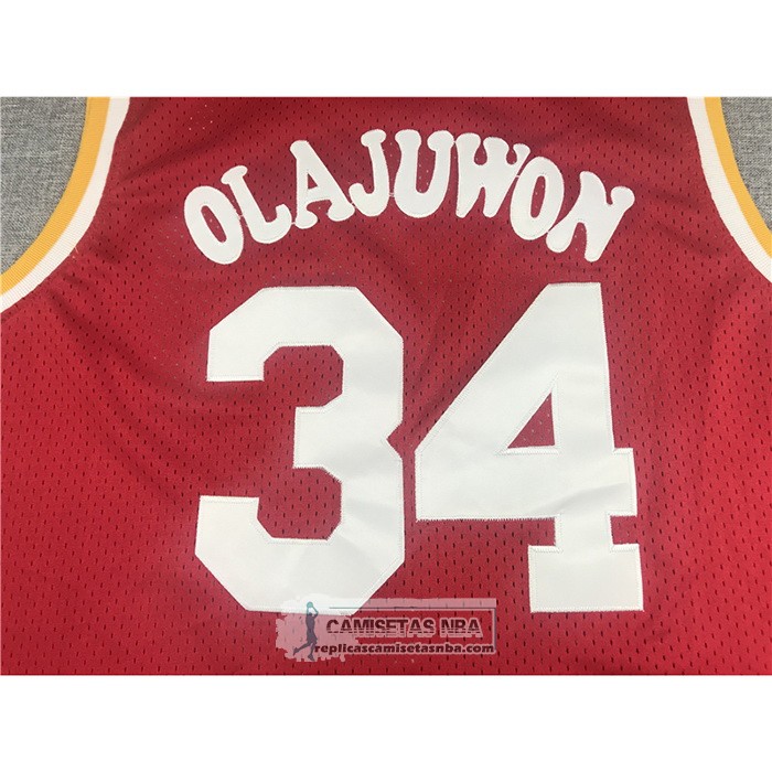 Camiseta Houston Rockets Hakeem Olajuwon NO 34 Mitchell & Ness 1993-94 Rojo